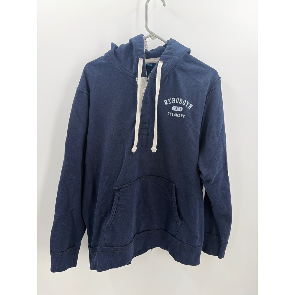 MV Sport Rehoboth Delaware Hoodie Navy Blue Button Placket Sweatshirt XL